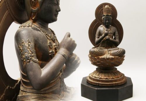 仏教彫刻美術 金彩細密彫 大日如来座像 台座付属
