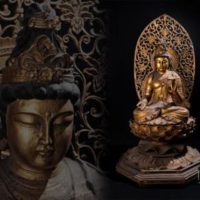 仏教美術 金彩木彫 観音菩薩坐像