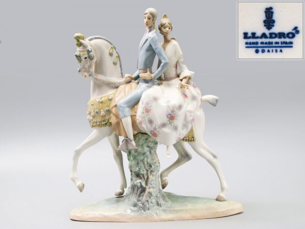 【希少品】LLADRO リヤドロ No.4648「馬に乗ったカップル」フィギュリン 高44cm