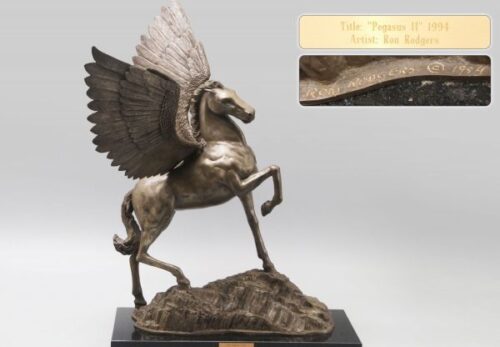 西洋彫刻美術【Ron Rodgers】作 ブロンズ製 「Pegasus Ⅱ」 ペガサス 馬 大理石台座