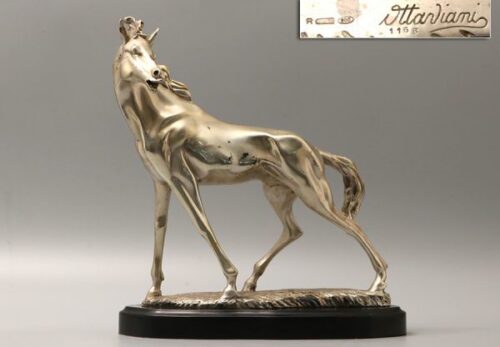 イタリア人彫刻家 Sttanliami Sony作 銀製 馬 置物 総重量2934g