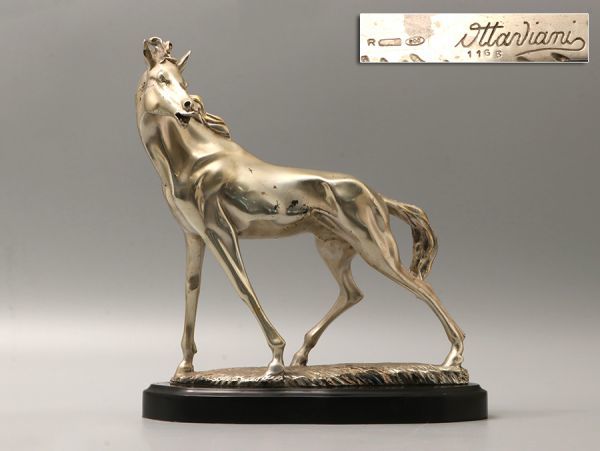 イタリア人彫刻家 Sttanliami Sony作 銀製 馬 置物 総重量2934g