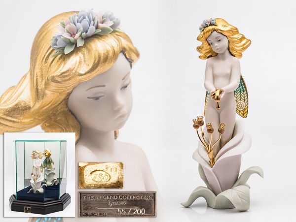 【世界限定200体】リヤドロ レジェンドコレクション「Life」妖精 フィギュリン 750刻金ブローチ 専用ケース 箱付属