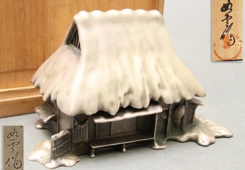 鋳金家 大島如雲作 香爐 銀製 葛屋型