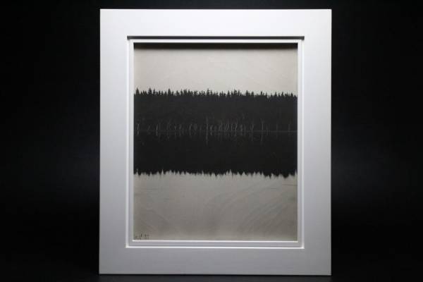 美術品 富岡惣一郎 冬阿寒川湯 白樺林 原画 サイン有 額装