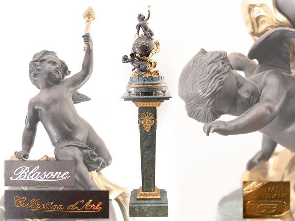 【超高級豪華装飾イタリア製！高さ172cm】Blasone collection d'art ブロンズ天使大理石置時計