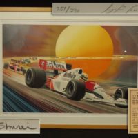 長岡秀星作「アイルトン・セナ～栄光への軌跡」リトグラフ