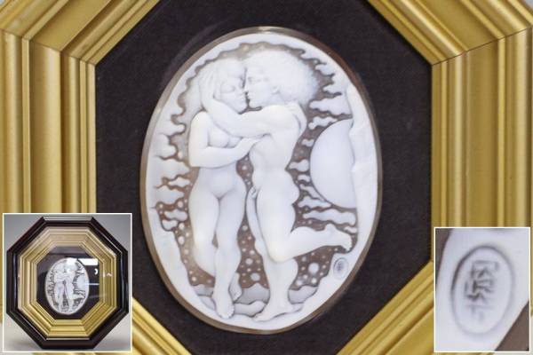 彫刻美術 カルロ・パルラーティ カメオ 額装