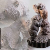 ケントチ アイヌ作 木彫 熊 置物