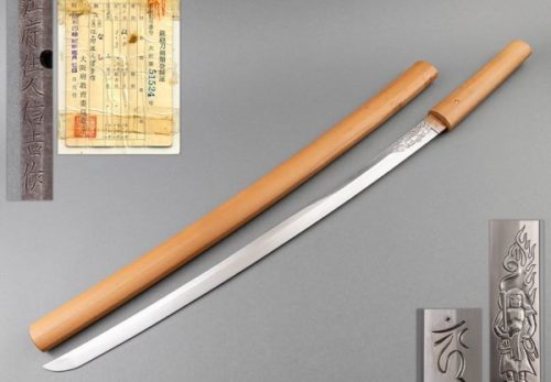 武具 江府住人信吉作 不動明王文彫 刀