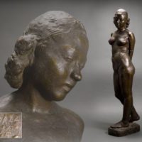 彫刻家 藤井浩祐作 ブロンズ 立つ裸婦像