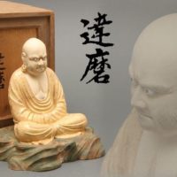 東洋彫刻 功作 木彫彩色 達磨 共箱