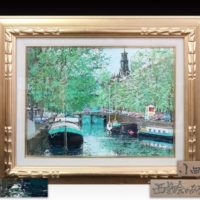 小田切訓作「西教会のある運河」油彩 キャンバスF6号