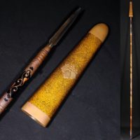 武具 槍 透猪目文金具 梨地雲龍蒔絵 拵え 梨地桐紋鞘