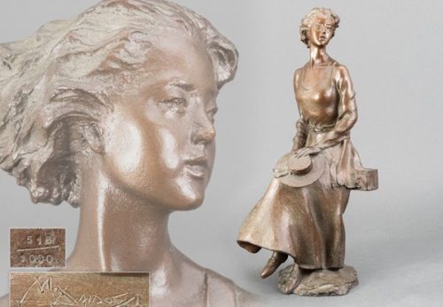 彫刻家 大道寺光弘作 ブロンズ 女性像