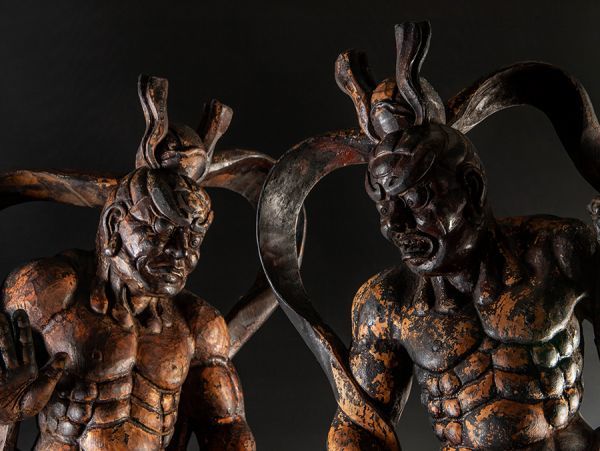 仏教美術 木彫 仁王像 一対