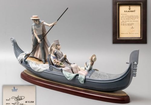 LLADRO リヤドロ『ゴンドラの恋人たち』 窯印 作家サイン入り 全長79cm