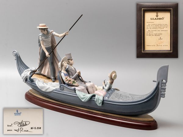 LLADRO リヤドロ『ゴンドラの恋人たち』 窯印 作家サイン入り 全長79cm