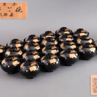 輪島塗 坂口松晃堂謹製 黒塗 源氏香蒔絵 椀 二十客 共箱