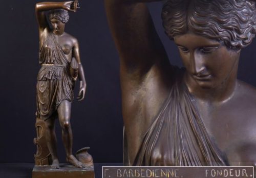 フランス人金工家【Ferdinand Barbedienne】作 ブロンズ 女性像 高さ82cm