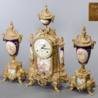 アンティーク ドイツ製 Franz Hermle フランツヘルムレ社 花柄文字盤 置時計