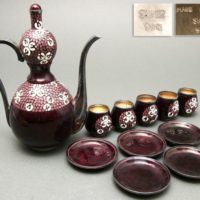 銀製 七宝 紋様入 リキュールセット