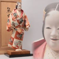 彫刻家【門伝正衛】作 木彫着彩能人形「熊野