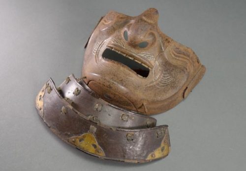 武具 鉄地 銀象嵌 面頬 甲冑部品