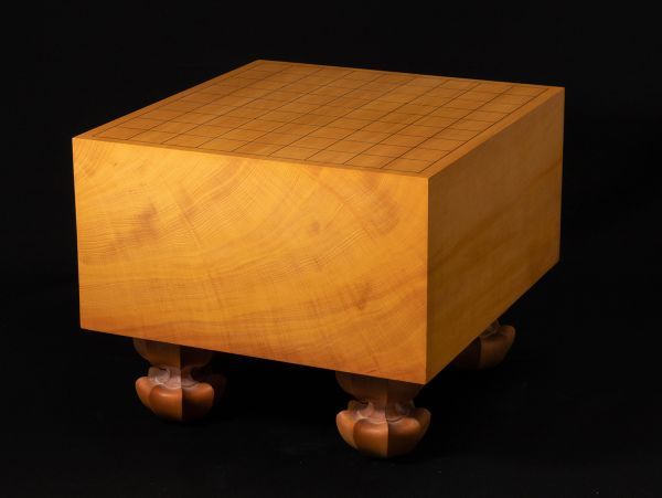 将棋道具 榧 柾目六寸脚付将棋盤 厚さ約18cm