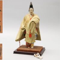 彫刻家【後藤良】作 木彫彩色「巻絹」能人形 共箱付属 / 置物飾り物人物能