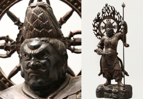 仏教美術 木彫 玉眼 四天王 増長天像 高さ75cm