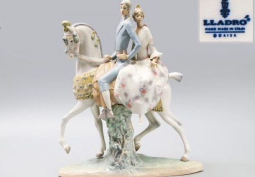 【希少品】LLADRO リヤドロ No.4648「馬に乗ったカップル」フィギュリン 高44cm