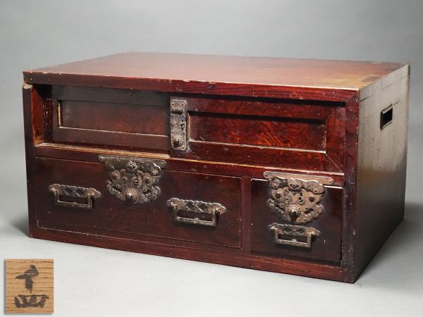 時代 欅材 鉄金具 知工箪笥