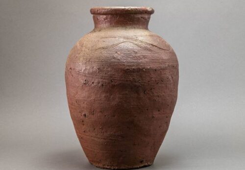 古備前 紋様入 壷 高さ38.5cm 合箱