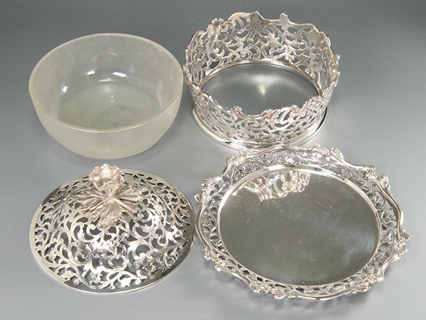 ホールマーク有 銀製 透細工 花唐草文 コンポート 総重量548.0g