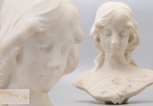 西洋彫刻美術 サイン有 人工大理石 女性像 胸像 高さ36.5cm