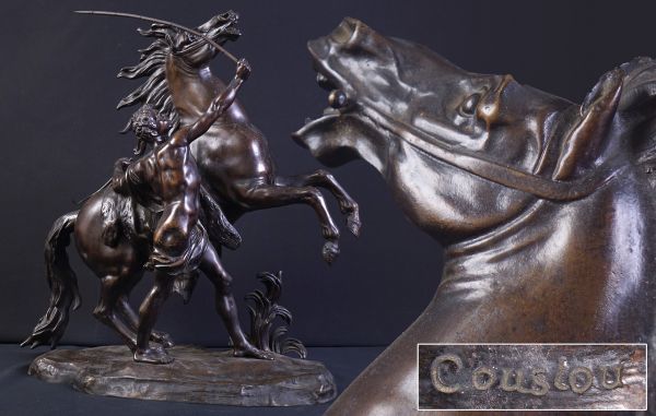 TR820. 西洋彫刻美術【Attilio de luca】作『ギヨーム・クストゥ-マルリーの馬』模作 デルマー美術鋳造所 幅53cm