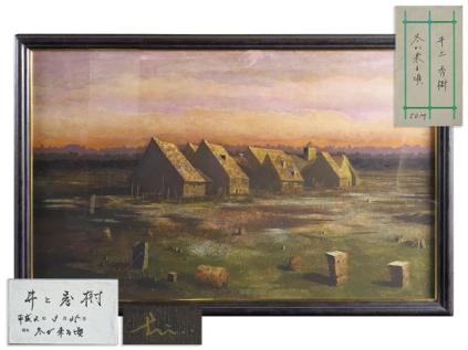 【大作】画家 井上秀樹作「冬が来る頃」油彩 キャンバスM50号 額装 箱付属 真作