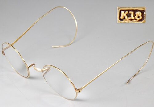 【K18刻】金具 金縁丸眼鏡