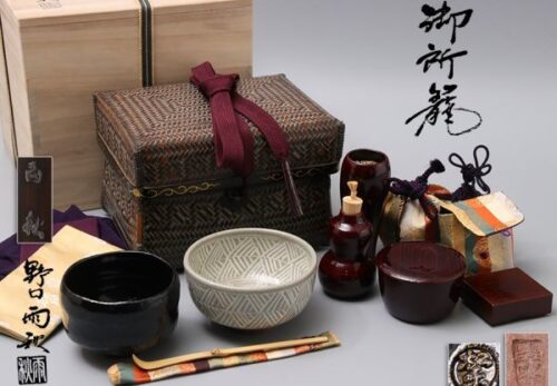 篭師【野口雨秋】造 御所籠 共箱 茶道具一式付属